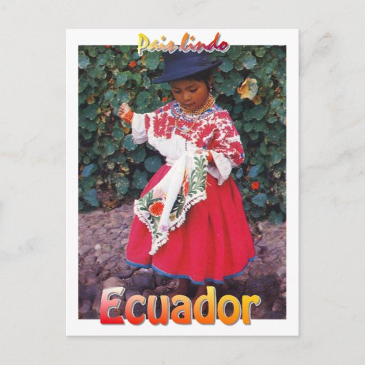 vintage Quechua Ecuador briefkaart meisje (Voorkant)