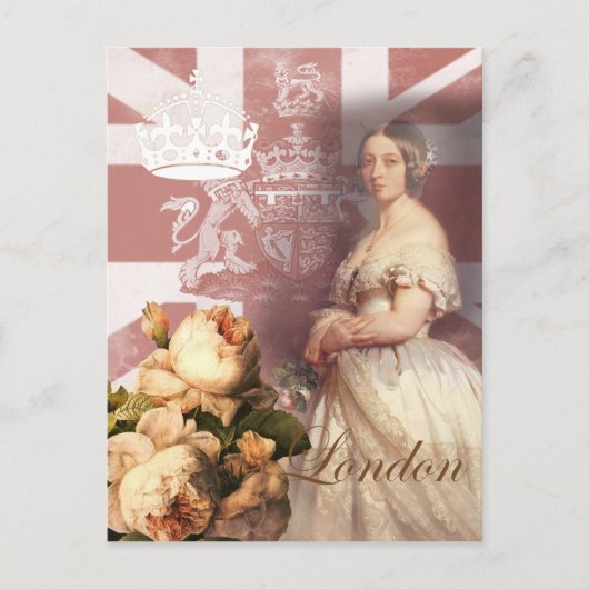 Vintage Queen Victoria London Briefkaart (Voorkant)