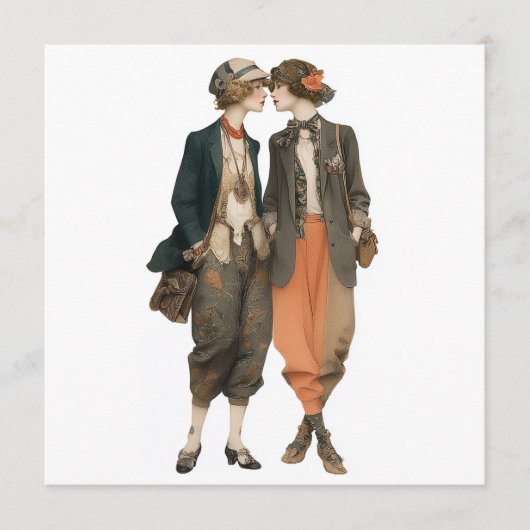 Vintage queer modereportage - decoupageblad, kaart (Voorkant)