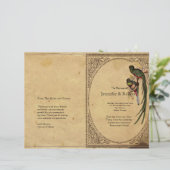 Vintage Quetzal Bird Elegant Wedding Programme (Staand voorkant)