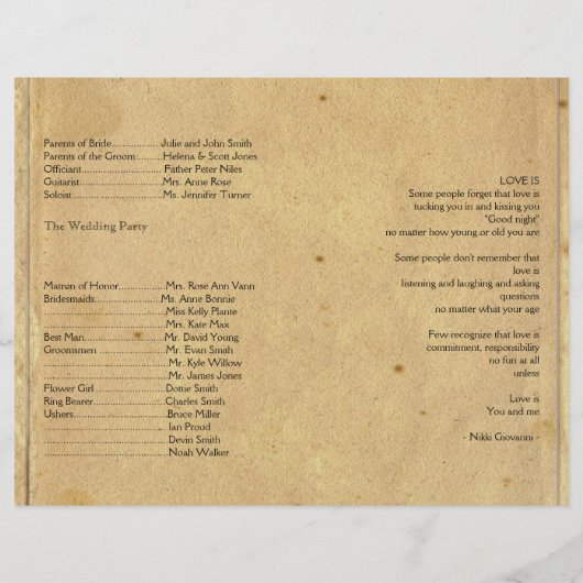 Vintage Quetzal Bird Elegant Wedding Programme (Achterkant)