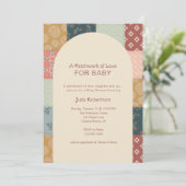 Vintage Quilt Baby Shower Kaart (Staand voorkant)