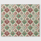Vintage Quilted Christmas Pattern Cadeaupapier (Vlak)