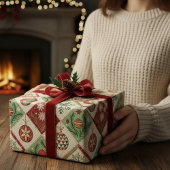 Vintage Quilted Christmas Pattern Cadeaupapier