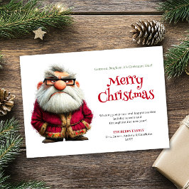 Vintage Quirky Santa Crazy Cartoon Christmas Humor Feestdagenkaart