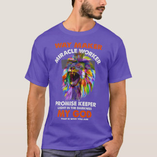 Vintage Quote Lion Cross Light Colorful Waymaker M T-shirt