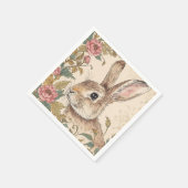 Vintage Rabbit, Cute Bunny Rabbit, Flowers Pattern Servet (Hoek)