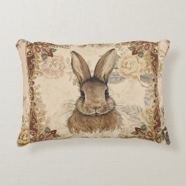 Vintage Rabbit,Cute Rabbit with Flowers Pattern Accent Kussen