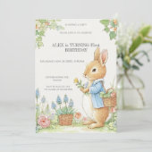 Vintage Rabbit Garden 1st Birthday Kaart (Staand voorkant)
