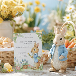 Vintage Rabbit Garden 1st Birthday Kaart