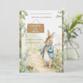 Vintage Rabbit Garden Baby Shower Kaart (Staand voorkant)