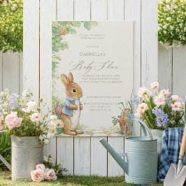 Vintage Rabbit Garden Baby Shower  Kaart