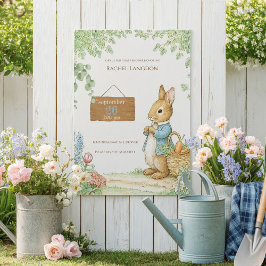 Vintage Rabbit Garden Baby Shower  Kaart