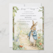 Vintage Rabbit Garden Birthday Kaart (Voorkant)
