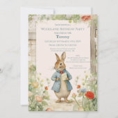 Vintage Rabbit Garden Birthday Kaart (Voorkant)