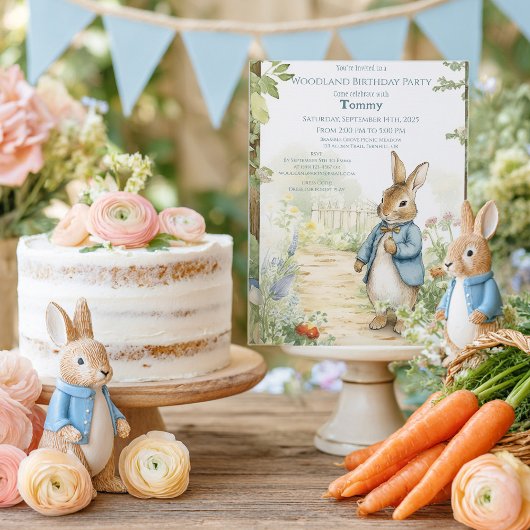 Vintage Rabbit Garden Birthday Kaart