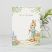 Vintage Rabbit Garden Easter Feestdagenkaart (Staand voorkant)