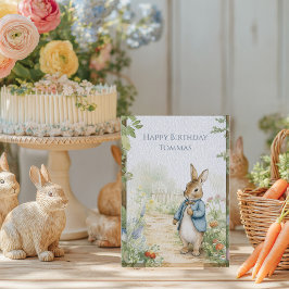 Vintage Rabbit Garden Happy Birthday Feestdagenkaart
