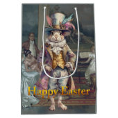 Vintage rabbit top hat Happy Easter Medium Cadeauzakje (Achterkant)