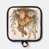 Vintage Rabbit With Egg Pot Holder Pannenlap (Voorkant)