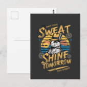 Vintage Rabbit Workout Motivation Art Briefkaart (Voorkant / Achterkant)