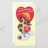Vintage Raccoon Valentijn Feestdagenkaart (Voorkant / Achterkant)