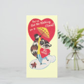 Vintage Raccoon Valentijn Feestdagenkaart (Staand voorkant)