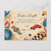 Vintage Race Car Diapper Raffle Informatiekaartje (Voorkant)