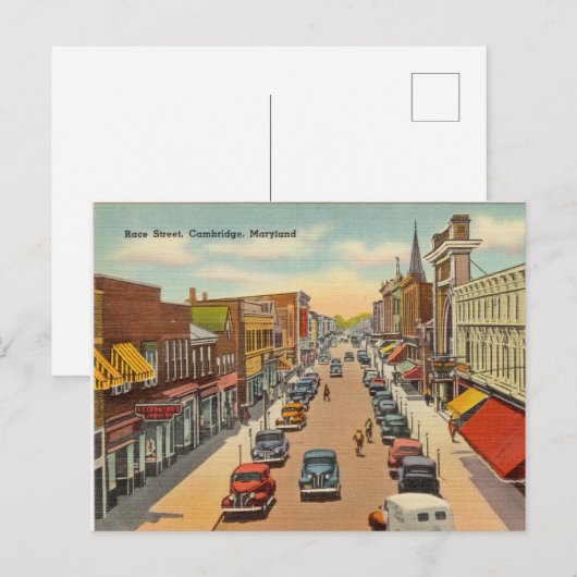 Vintage, Race Street, Cambridge, Maryland Briefkaart (Voorkant / Achterkant)