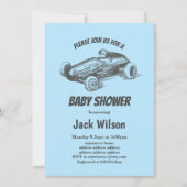 vintage, raceauto-baby shower kaart (Voorkant)