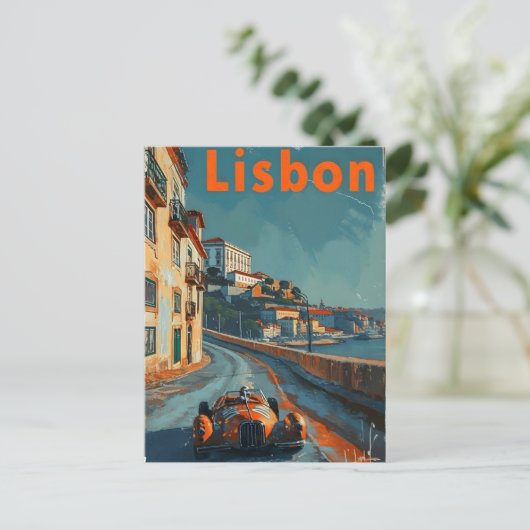 Vintage raceauto in Lissabon Briefkaart (Staand voorkant)