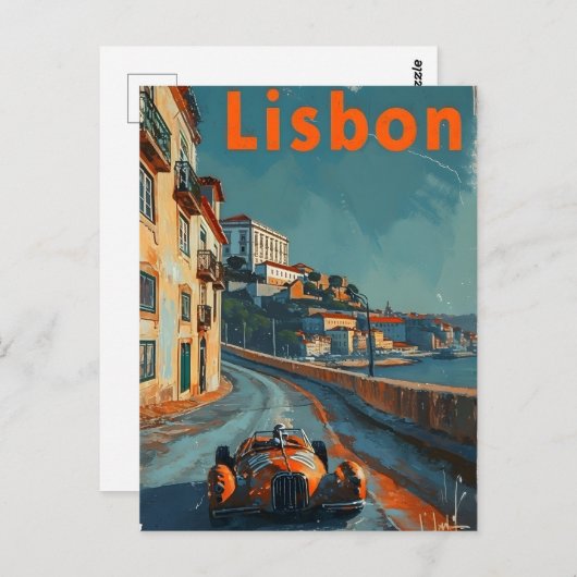 Vintage raceauto in Lissabon Briefkaart (Voorkant / Achterkant)