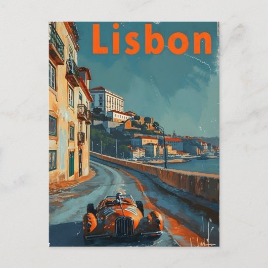 Vintage raceauto in Lissabon Briefkaart (Voorkant)
