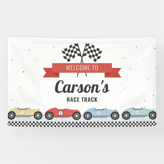 Vintage raceauto verjaardag achtergrond banner (Horizontaal)