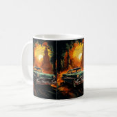 Vintage Racer Zonsondergang Koffiemok (Voorkant links)