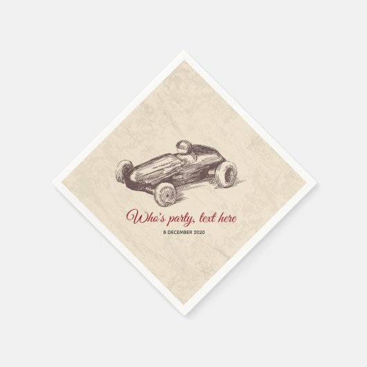 vintage, racewagen, Cocktail Paper Napkins Servet (Hoek)