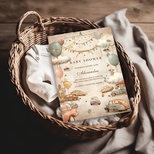 Vintage Racing Baby Shower Kaart