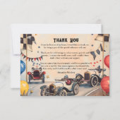 Vintage Racing Boys Birthday Party Bedankkaart (Voorkant)
