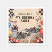 Vintage Racing Boys Birthday Party Servet (Voorkant)