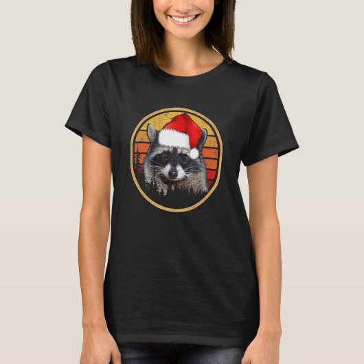 Vintage Racoon Christmas T-shirt (Voorkant)