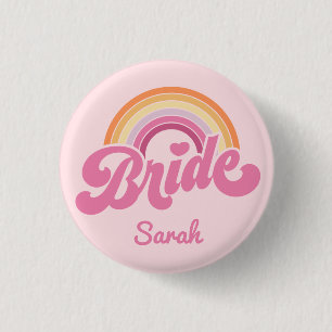 Vintage Rainbow Birde's Maid Badge Button