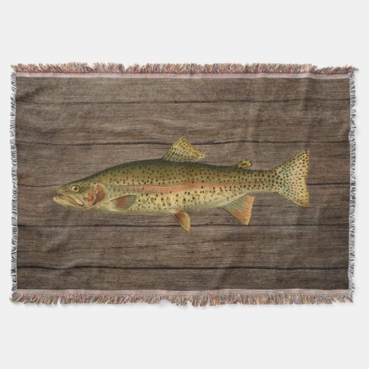 Vintage Rainbow Trout Throw Blanket Deken (Voorkant)