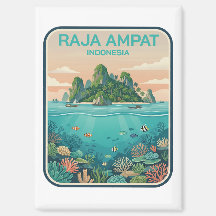 Vintage Raja Ampat Indonesia Coral Reef Dive Art
