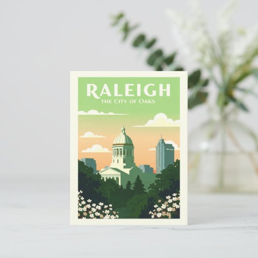 Vintage Raleigh North Carolina Briefkaart (Staand voorkant)