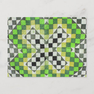Vintage Ralli Quilt Design 1-Green Briefkaart