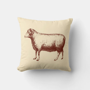 Vintage Ram Schaap Rustieke Boerderij Beige Worp K Kussen