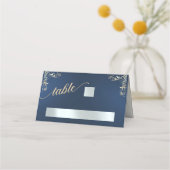 Vintage rand- en hartmonogram - Blauw Plaatskaartje (Voorkant)