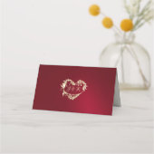 Vintage rand- en hartmonogram - Rood Plaatskaartje (Achterkant)