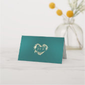 Vintage rand- en hartmonogram - turquoise plaatskaartje (Achterkant)