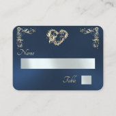 Vintage rand en monogram - Blauw Plaatskaartje (Voorkant)